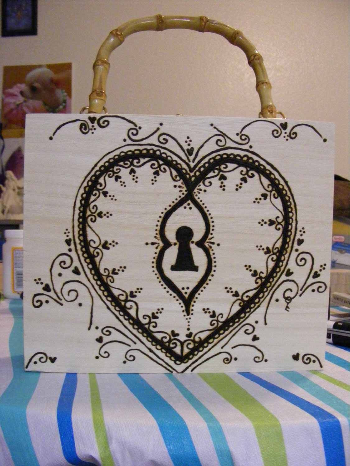 Key To My Heart Wood Purse