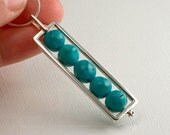 Sterling Silver & Turquoise Bead Rectangle Pendant