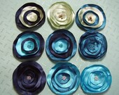 Ocean Breeze Satin Flowers, Navy, Turquoise, Teal, Seafoam Green, Applique, Embellishment