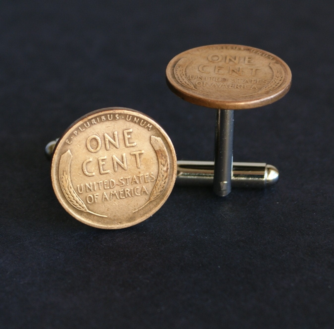 Wheat Penny Cufflinks Copper wedding, guy gift FREE Gift Bag cuff links by findstotreasure
