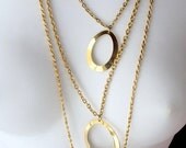 Vintage Gold Triple Chain Layering Necklace