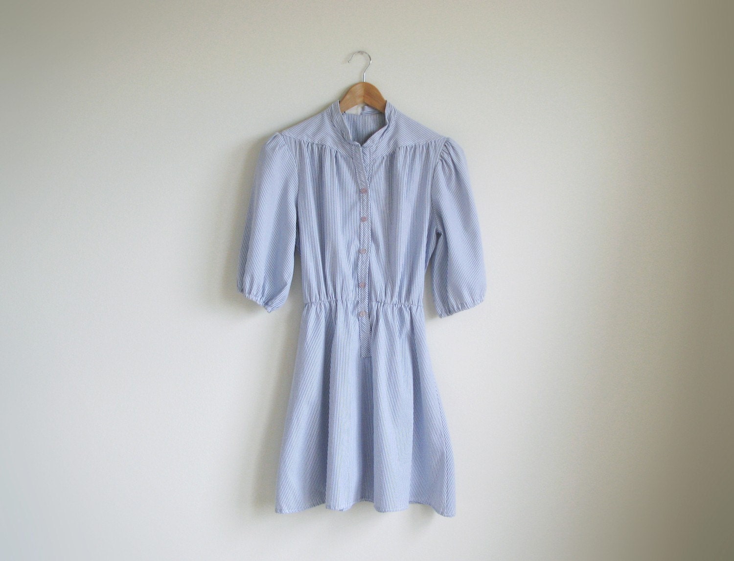 Vintage seersucker china collar dress.