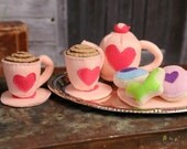 Felt Food Pink Tea Party Set, Photography Prop, Cookies, Eco-friendly - Mothering Magazine Best Natural Toy Guide