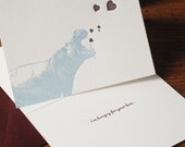 Hungry For Your Love (a hungry hungry hippo letterpress greeting in a single card & envelope)