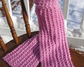 Pink Hand Knit Scarf - Flamingo Pink - 68" long Shipping Included