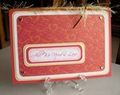 Handmade Elegant LOVE-Themed Card, Peach and Yellow