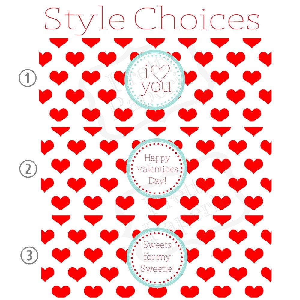 Valentines Day Collection-Treat Bag Tags:Large RED Hearts-Printable PDF