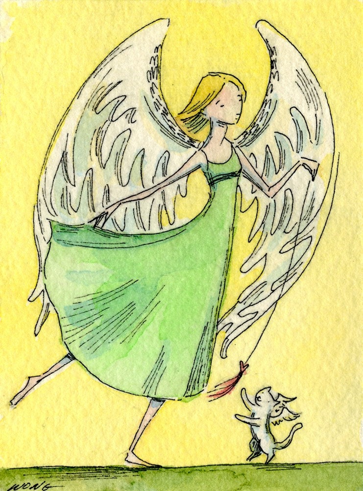 ACEO Print -- Angels playing