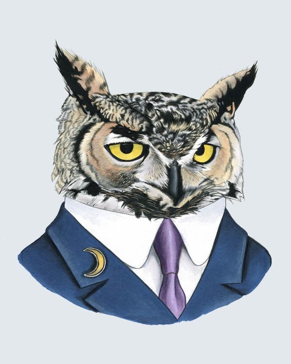Horned Owl art print 8x10