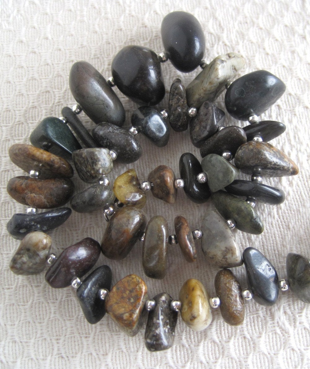 Himalayan Riverstone Necklace Sterling Silver Natural Rock