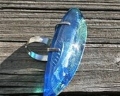 One of a kind dichroic glass adjustable ring