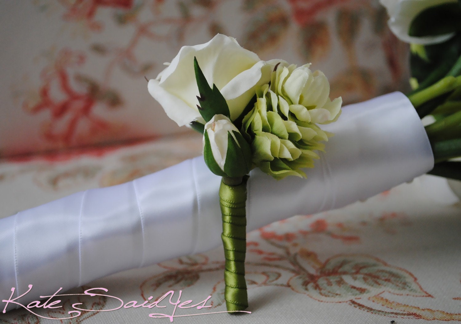 Rose and Hops Silk Wedding Boutonniere