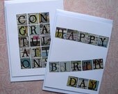 Handmade Recycled Congratulations-Happy Birthday-thank you-i miss you Greeting Cards-Set of 4