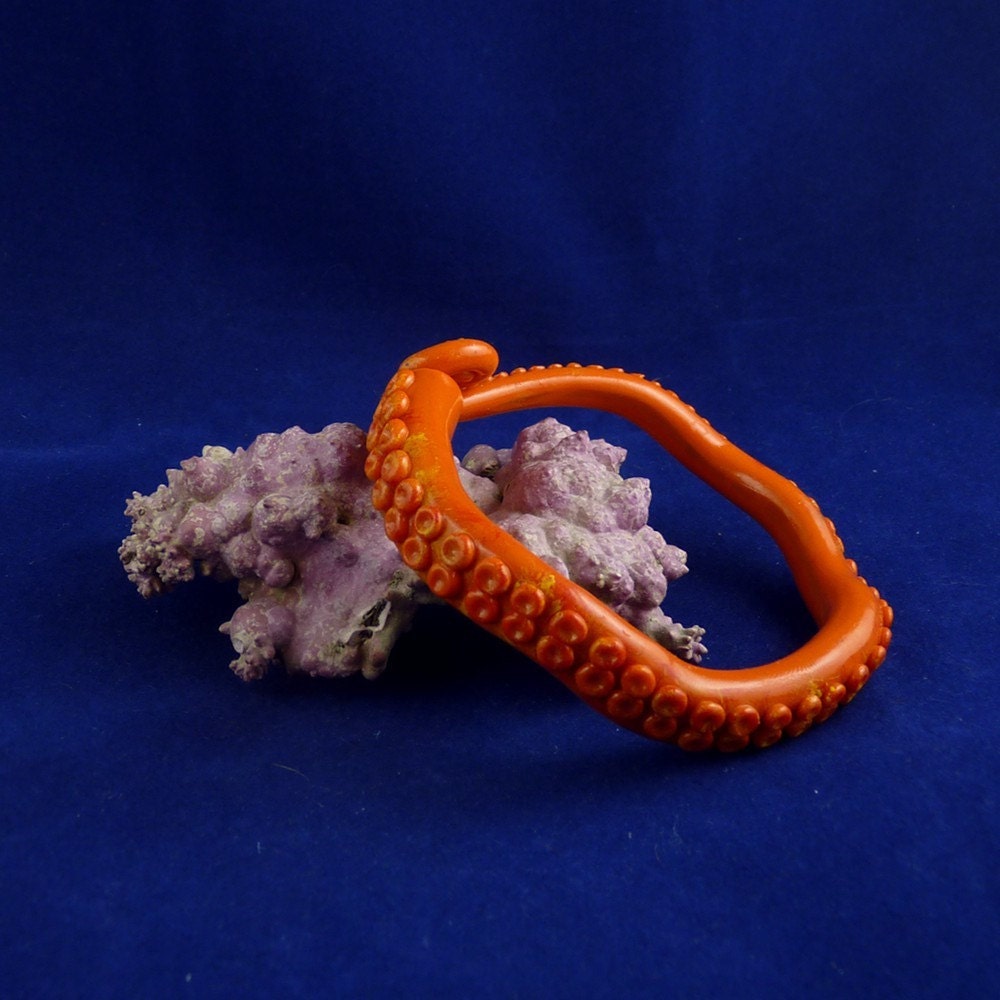 Orange Tentacle Bracelet - Handmade Polymer Clay Jewelry