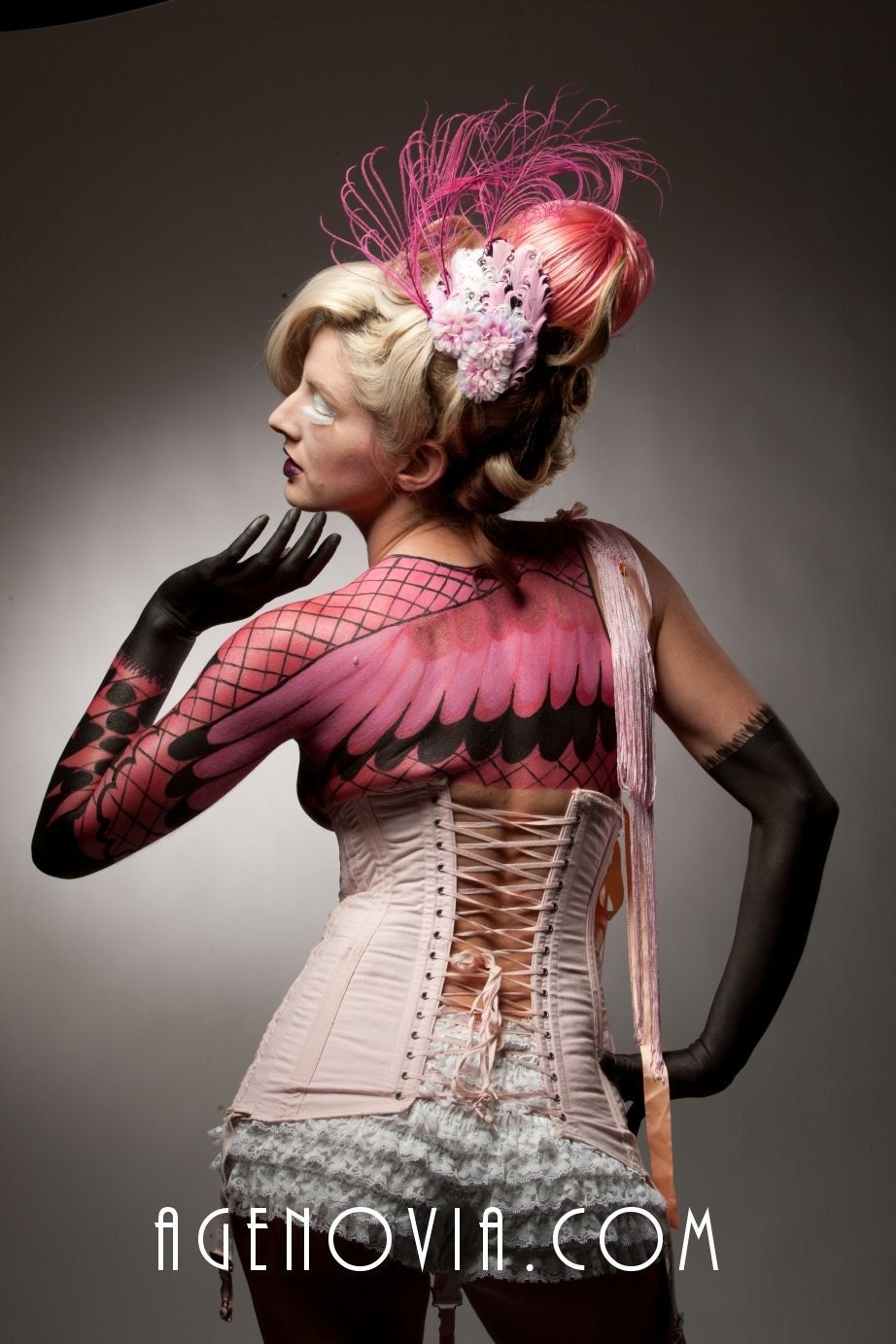 Flamingo Hair Fascinator - Burlesque - Circus -