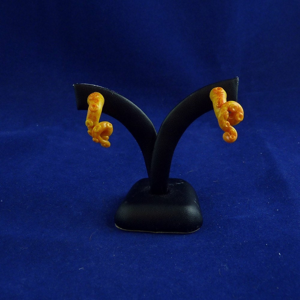 Solar Flare Tentacle Earrings - Handmade Polymer Clay Jewelry