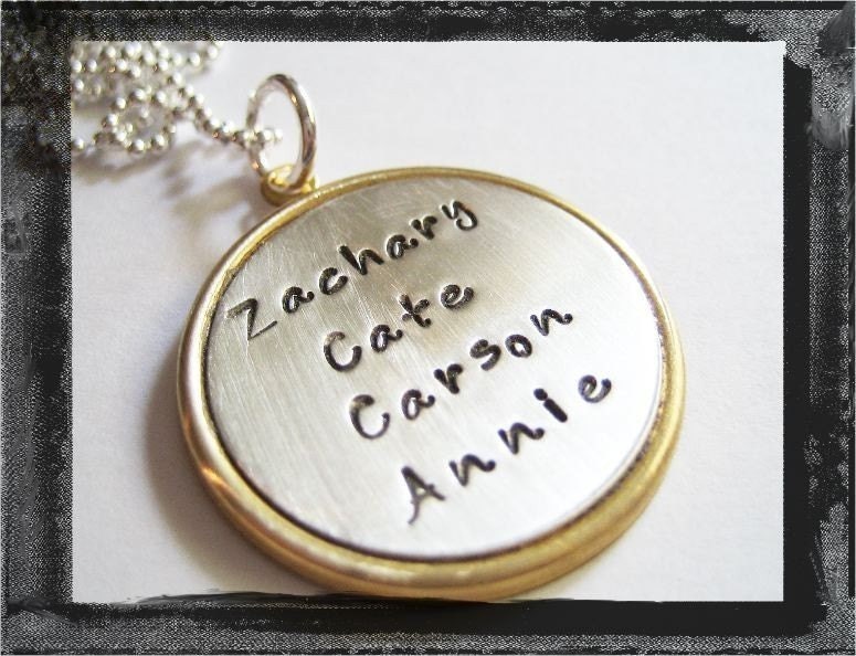 Large Brass and Sterling Pendant Necklace
