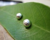 Handmade Organic Recycled Sterling Silver Studs Post Earrings - MaribelleCampa