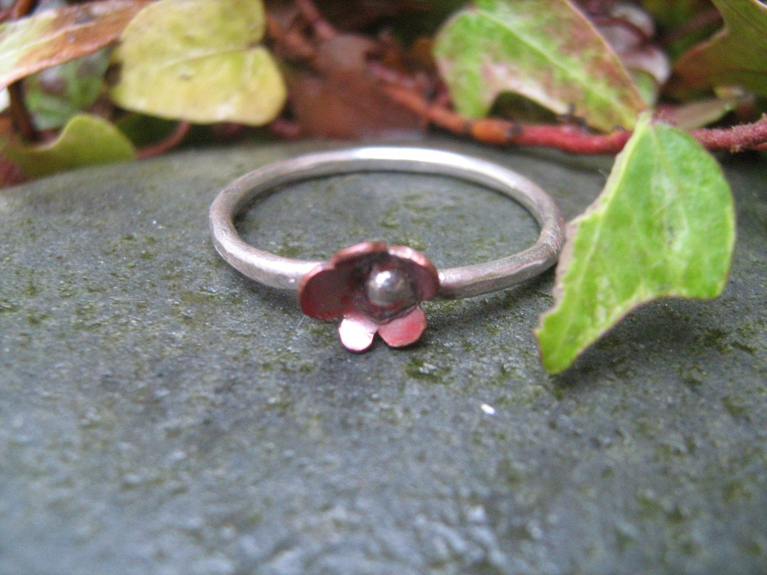 Sterling and Copper Flower ring