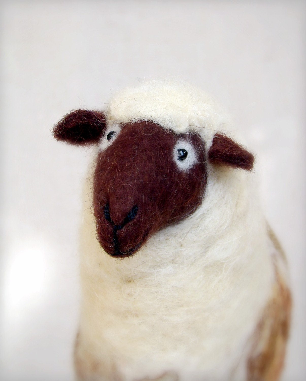 Karina - Felt Sheep, Art Marionette. Handmade Puppet. Stuffed Toy. Waldorf Style. white neutral cream ivory beige brown MADE TO ORDER - TwoSadDonkeys