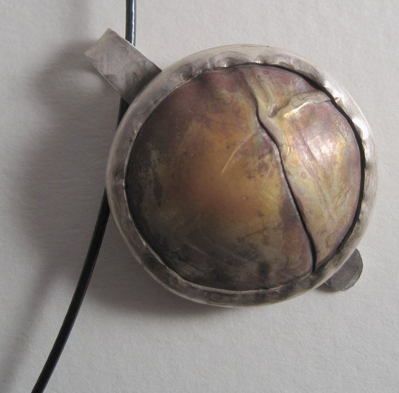 Gold Dome, Sterling Silver Fold Form Necklace