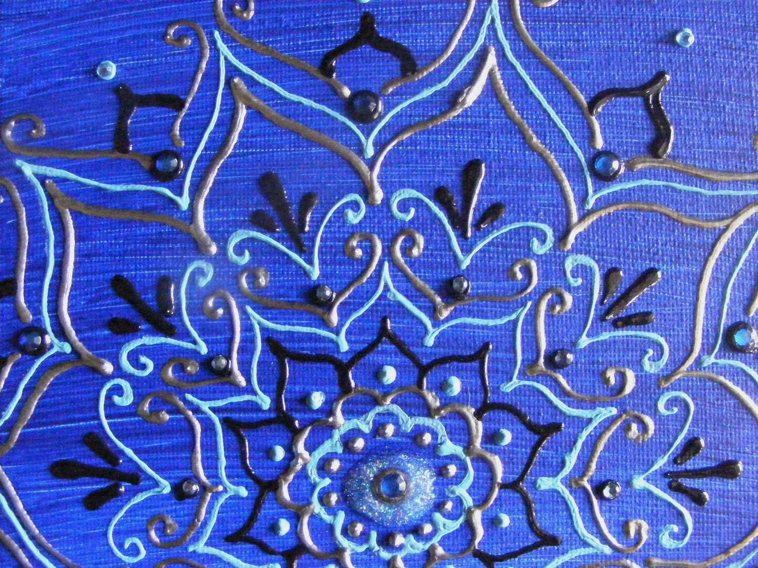 Dark Blue Jewel Henna Style Mandala