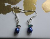 Buoy Earrings - Blue Freshwater Pearl and Lentil Earrings