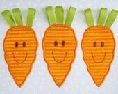 Carrots with Rick Rack - Ribbon Tops Machine Embroidery Design Applique - Two Sizes 4x4 and 5x7