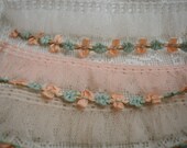 1yd Peach/Teal Buds And Bows Trim