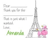 12  Fill in Paris Pink Poodle Thank you Note Cards Personalized