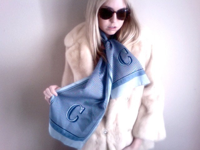 MONOGRAM the letter "C" vintage logo scarf in blue