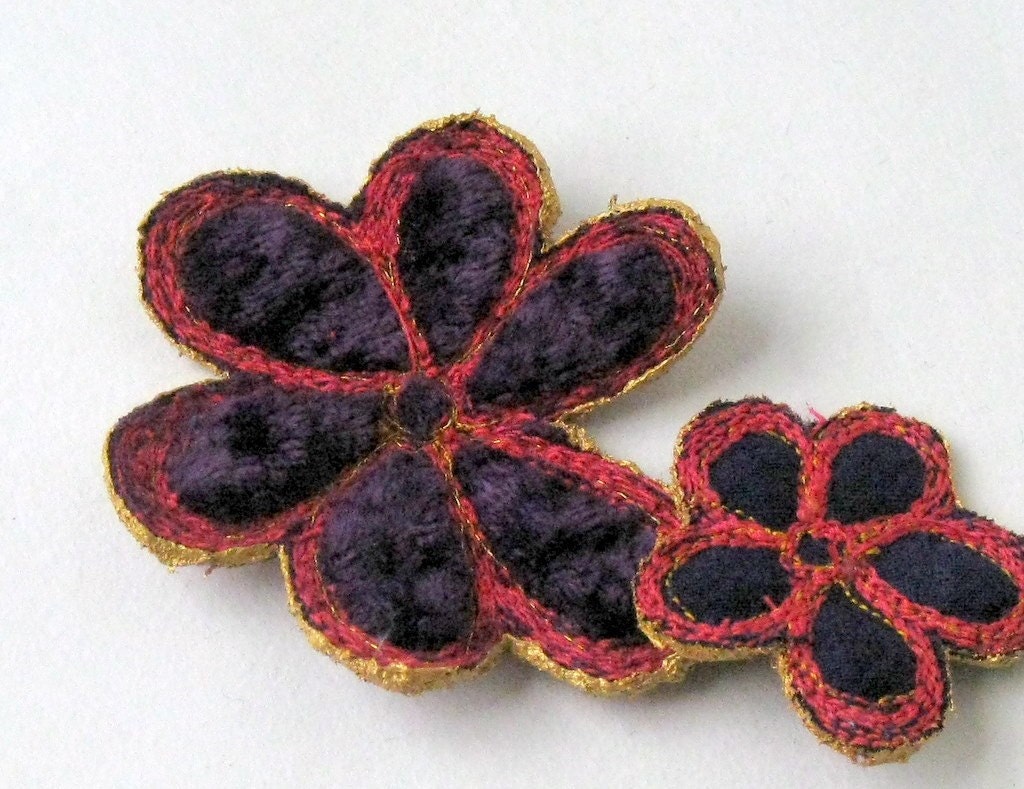 Velvet flowers embellishment altered art
