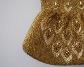 vintage 1950s GOLDEN PEACOCK gold beaded handbag