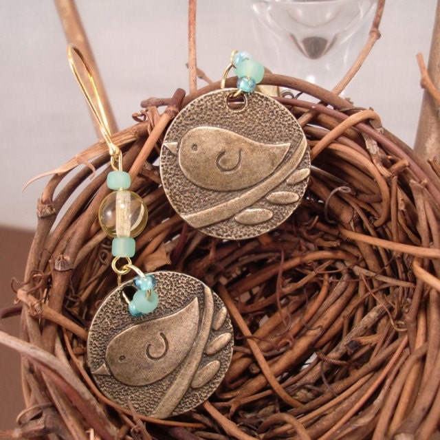 Metal Bird Earrings Long Dangles