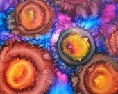 COLORFUL JELLYFISHES -- 9.5 x 9.5 in. Squared Original Abstract Painting By Dhanat
