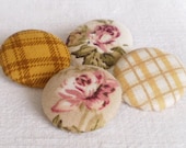 Fabric Covered Buttons - Cozy Brown Series  - 4 Medium Fabric Buttons