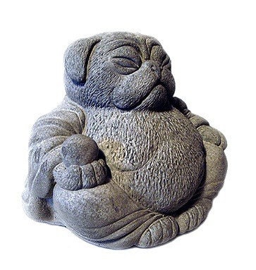 ZEN PUG DOG Buddha Garden Art Statue Sculpture by Tyber Katz