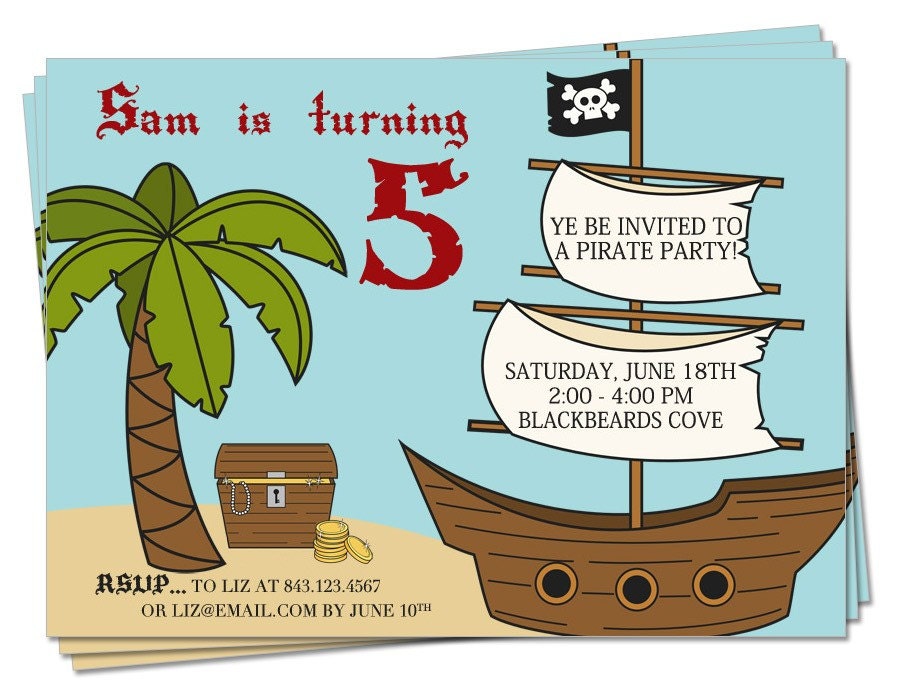PRINTABLE - Pirate Ship Theme Birthday Invitation