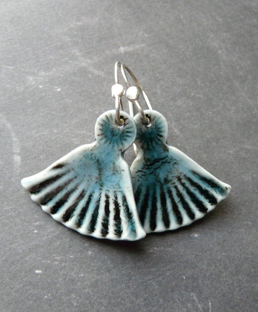 Porcelain Earrings - Forever Tassels in Antique Teal