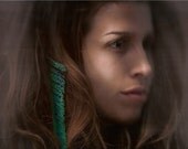 single peacock sword feather earring