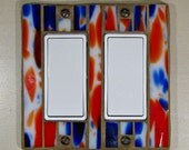 Double Light Switch Cover Royal Blue and Orange 5031