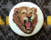 Needlepoint Lion Beast Button- MADE TO ORDER
