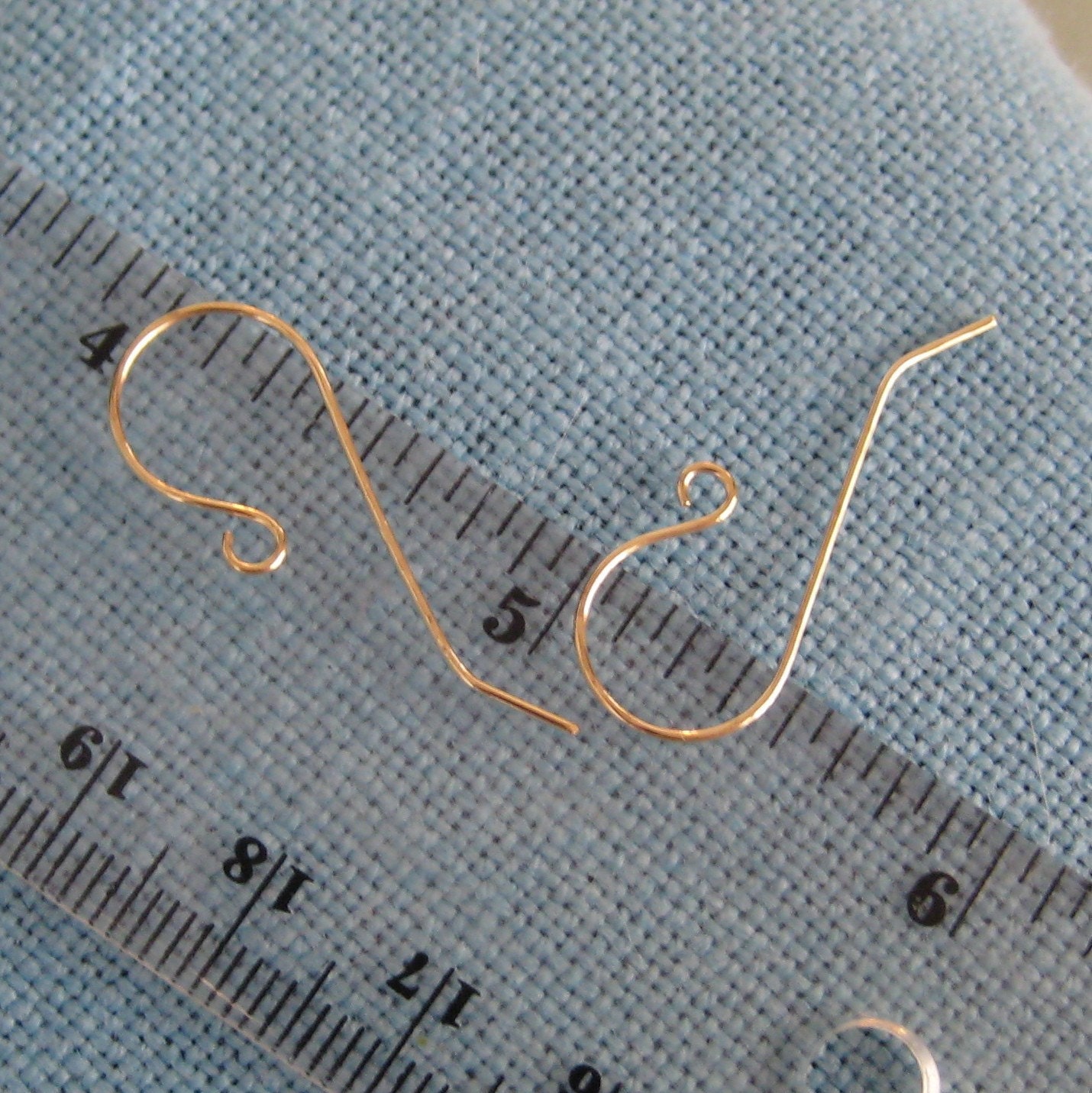 Solid 14k Yellow Gold Shepherd Hook Ear Wires Long Solid Gold 1 One Pair Handmade Yellow Gold Custom Earwires JJDLJewelryArt JJDL