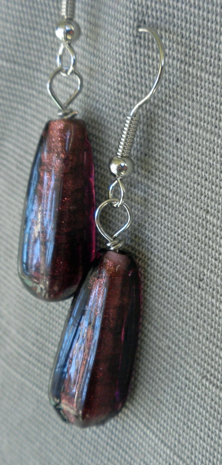 Sparkly Brown Glass Earrings