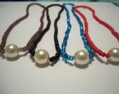 Center Pearl Stretch Necklace- Pick Your Color