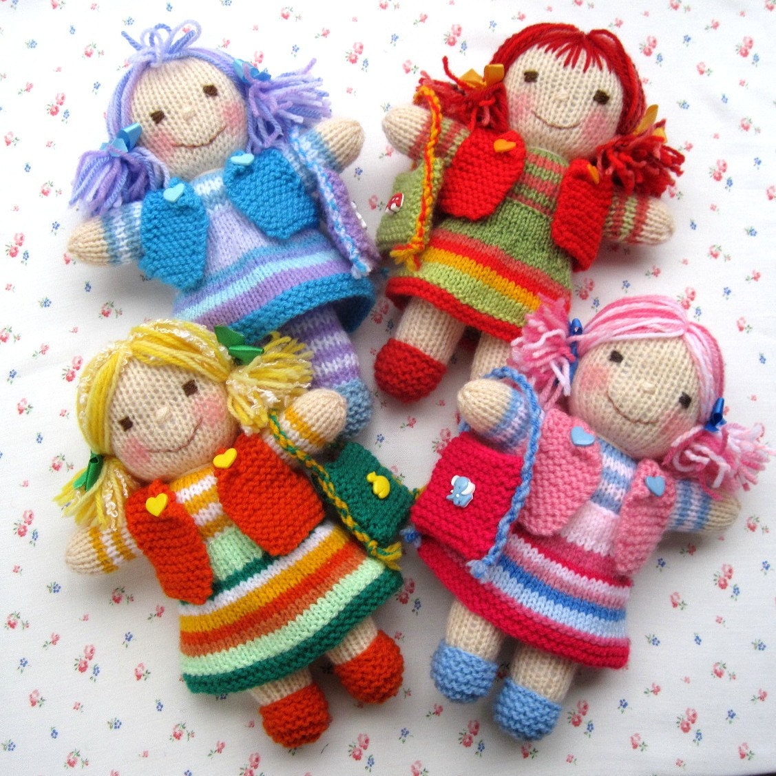 RAINBOW RASCALS - toy dolls - PDF email knitting pattern