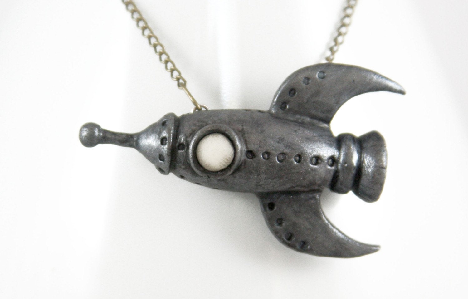 Retro Space Rocket, Necklace, Handmade