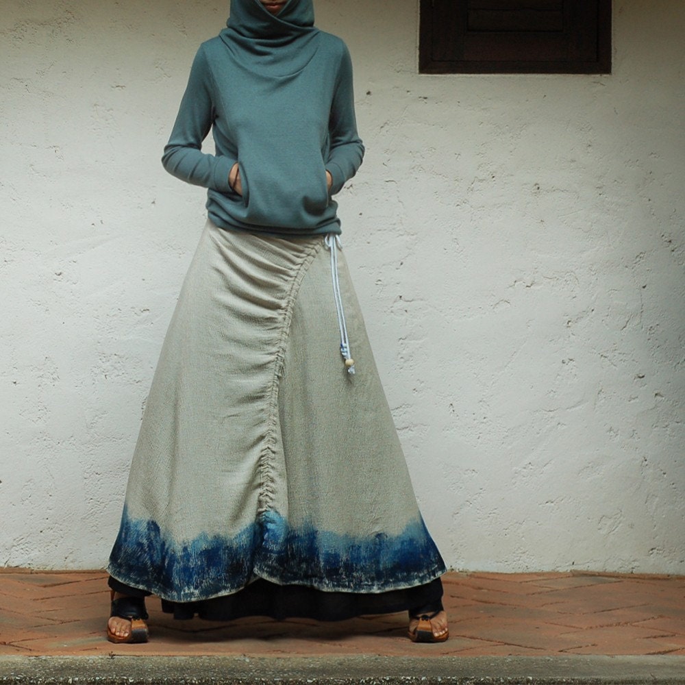 Chinese ink and wash painting layered skirt (Q1103)