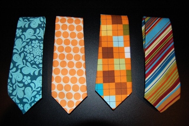 Holiday Easter Boys Ties Little Real Necktie Child Polka Dots Stripe Blue orange brown You choose