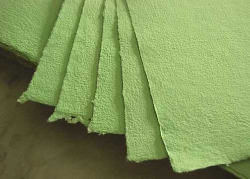Green Handmade Paper Sheets